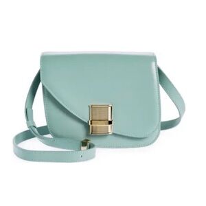 Ferragamo Fiamma Small Leather Crossbody Bag in Mint Green, Like NEW